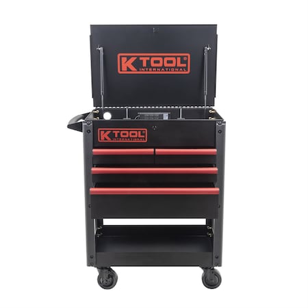 K-Tool International Service Cart, 4 Drawer, Black, 35 in W KTI75118